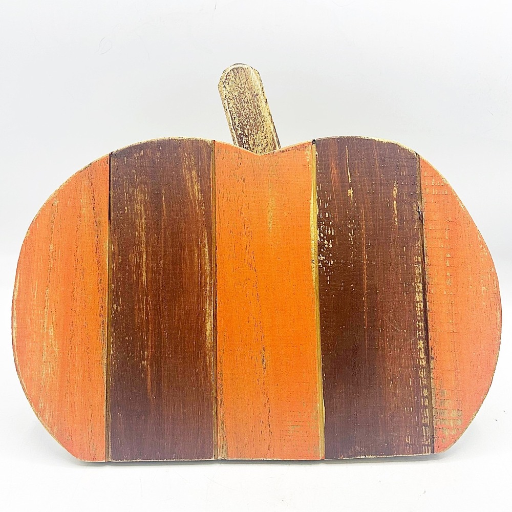 Striped Wood Pumpkin Shelf Sitter